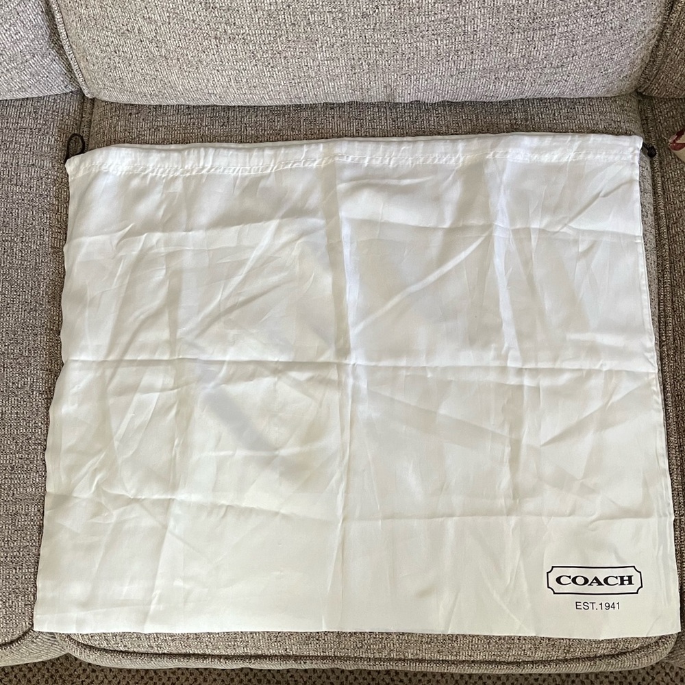 Coach Purse Drawstring Dustbag 20x24, 15x24 inches White Logo Carriage EST 1941 - Picture 7 of 12